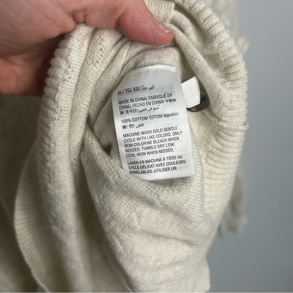 Tasso Elba Men's Cream Ivory Pullover Quarter Zip-Up Cotton Sweater Size XL - Picture 4 of 6